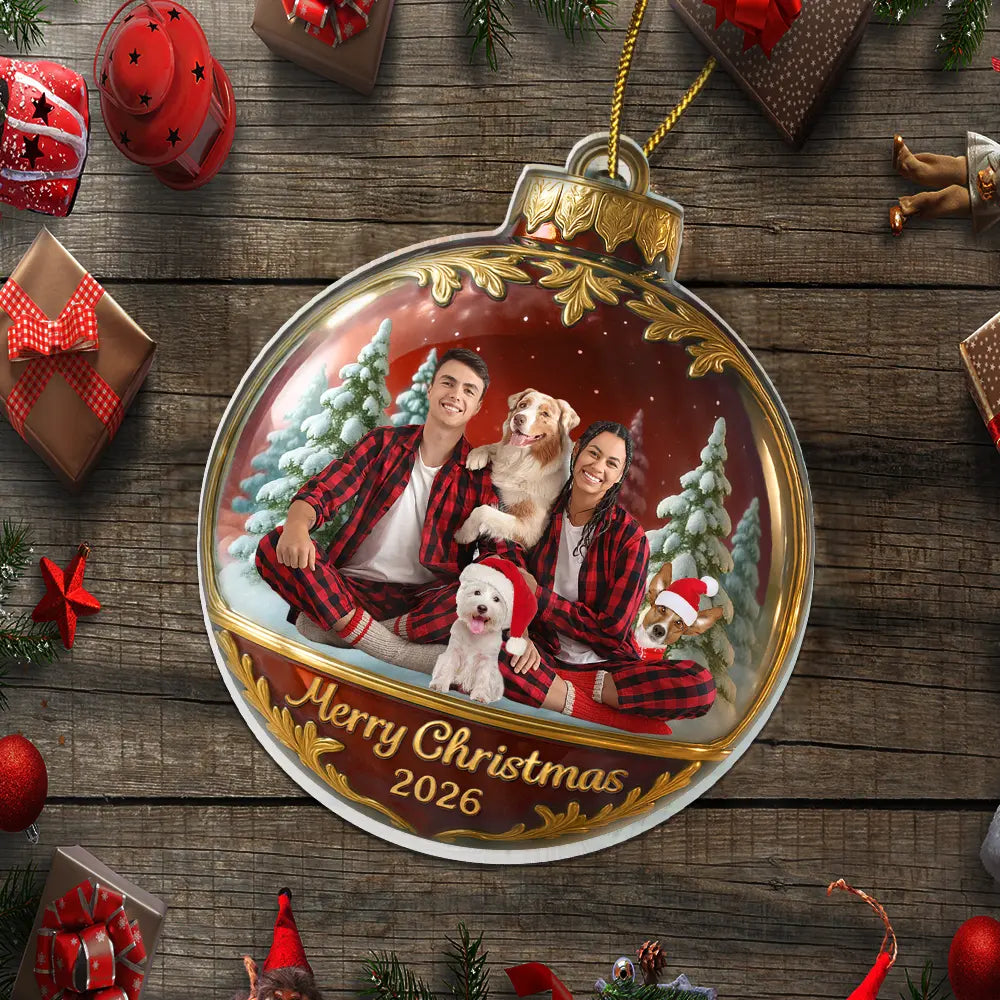 Family,Pet Lovers,Pet Mom,Pet Dad,Pet Couple,Dog Lovers,Dog Couple,Dog Mom,Dog Dad,Cat Lovers,Cat Mom,Cat Dad,Cat Couple,Happy,Gift For Grandpa,Gift For Grandma,Gift For Grandkids,Top Market,Christmas - Custom Photo Family Together - Personalized Custom Shaped Acrylic Ornament