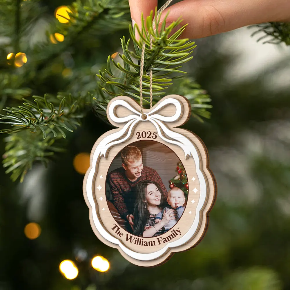 Christmas,Family,Parents,Gift For Grandparents,Happy,Gift For Siblin - Custom Photo Family Where Life Begin Love Never Ends - Personalized 2-Layered Wooden Ornament