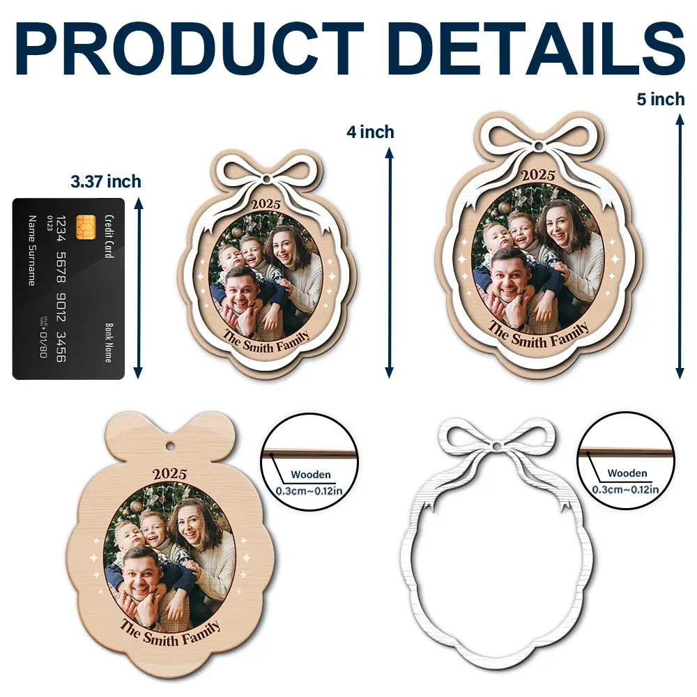 Christmas,Family,Parents,Gift For Grandparents,Happy,Gift For Siblin - Custom Photo Family Where Life Begin Love Never Ends - Personalized 2-Layered Wooden Ornament