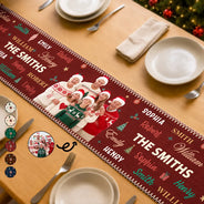 Sentimental,Christmas,Custom Photo,Family,Remove BG Photo - Custom Photo Family & Name Pattern Christmas Theme - Personalized Table Runner