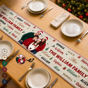 Sentimental,Christmas,Custom Photo,Family,Remove BG Photo - Custom Photo Family & Name Pattern Christmas Theme - Personalized Table Runner
