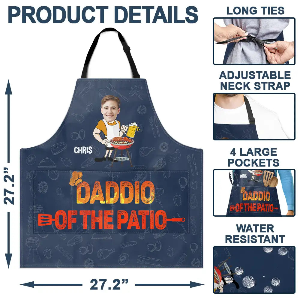 Gift For Father,Grilling - Custom Photo Father Papa Daddio Of The Patio - Personalized Apron