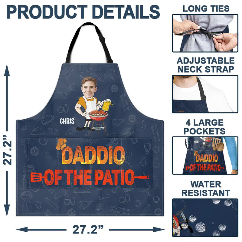 Gift For Father,Grilling - Custom Photo Father Papa Daddio Of The Patio - Personalized Apron