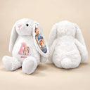Adorable,Back To School,Gift For Kids,Icon,Photo Collage - Custom Photo Faux Embroidery Effect Chenille Animal & Alphabet Letters - Personalized Soft Toy Bunny