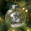 Christmas, Custom Photo, Memorial, Dad - Children, Sad - Custom Photo Feather Appears When Dad Is Near - Personalized Glass Bauble Ornament