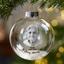 Christmas, Custom Photo, Memorial, Dad - Children, Sad - Custom Photo Feather Appears When Dad Is Near - Personalized Glass Bauble Ornament