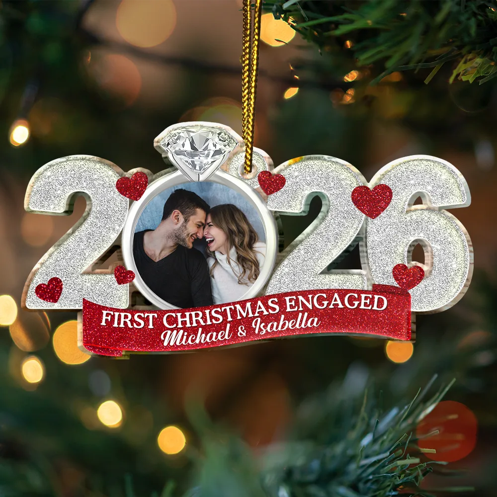Gift For Couples,Gift For Husband,Gift For Wife,Gift For Boyfriend,Gift For Girlfriend,Married ,Engaged,Anniversary,Wedding Anniversary,Christmas,Custom Photo - Custom Photo First Christmas As Mr. & Mrs. - Personalized Custom Shaped Acrylic Ornament