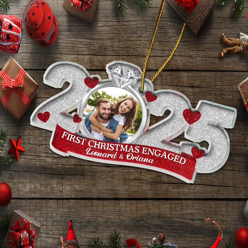 Gift For Couples,Gift For Husband,Gift For Wife,Gift For Boyfriend,Gift For Girlfriend,Married ,Engaged,Anniversary,Wedding Anniversary,Christmas,Custom Photo - Custom Photo First Christmas As Mr. & Mrs. - Personalized Custom Shaped Acrylic Ornament