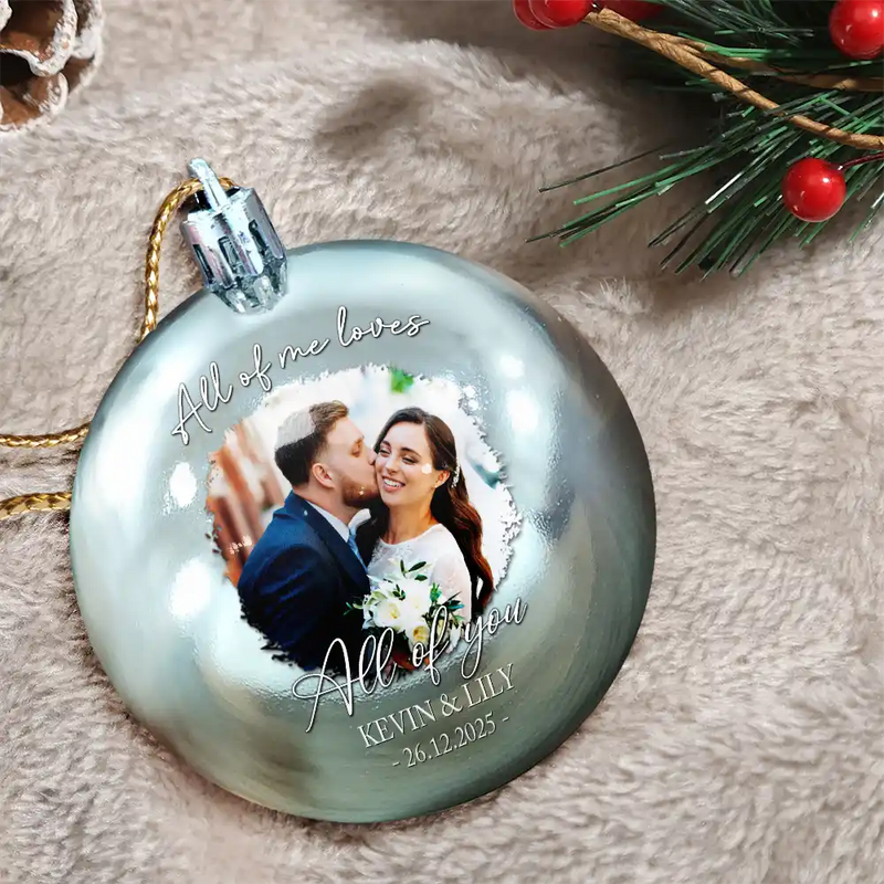 Gift For Couples,Christmas,Love - Custom Photo First Christmas As Mr & Mrs Couples - Personalized Ball Ornament