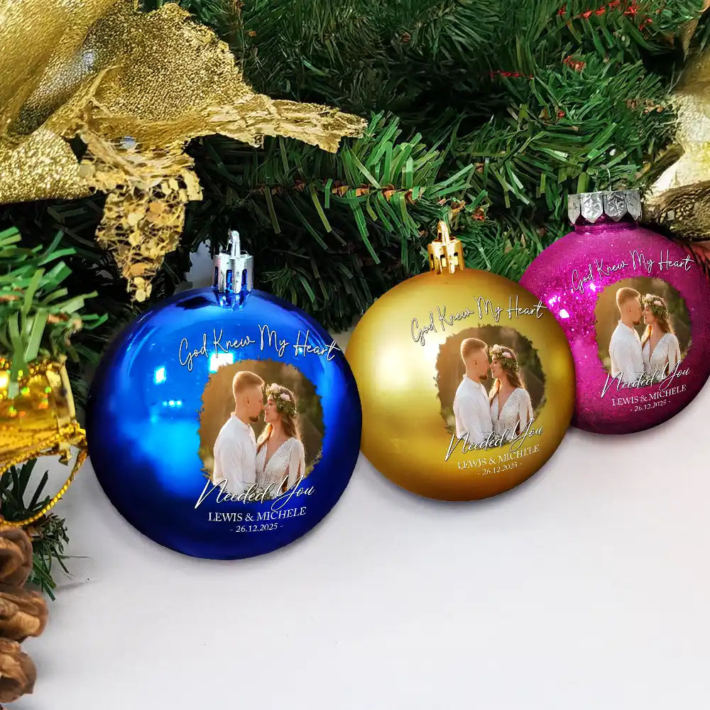 Gift For Couples,Christmas,Love - Custom Photo First Christmas As Mr & Mrs Couples - Personalized Ball Ornament