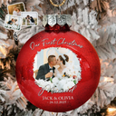 Gift For Couples,Christmas,Love - Custom Photo First Christmas As Mr & Mrs Couples - Personalized Ball Ornament