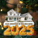 Happy,Custom Photo,Christmas,Family - Custom Photo First Christmas In Our New Home Gingerbread - Personalized Custom Shaped Acrylic Ornament
