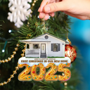 Happy,Custom Photo,Christmas,Family - Custom Photo First Christmas In Our New Home Gingerbread - Personalized Custom Shaped Acrylic Ornament