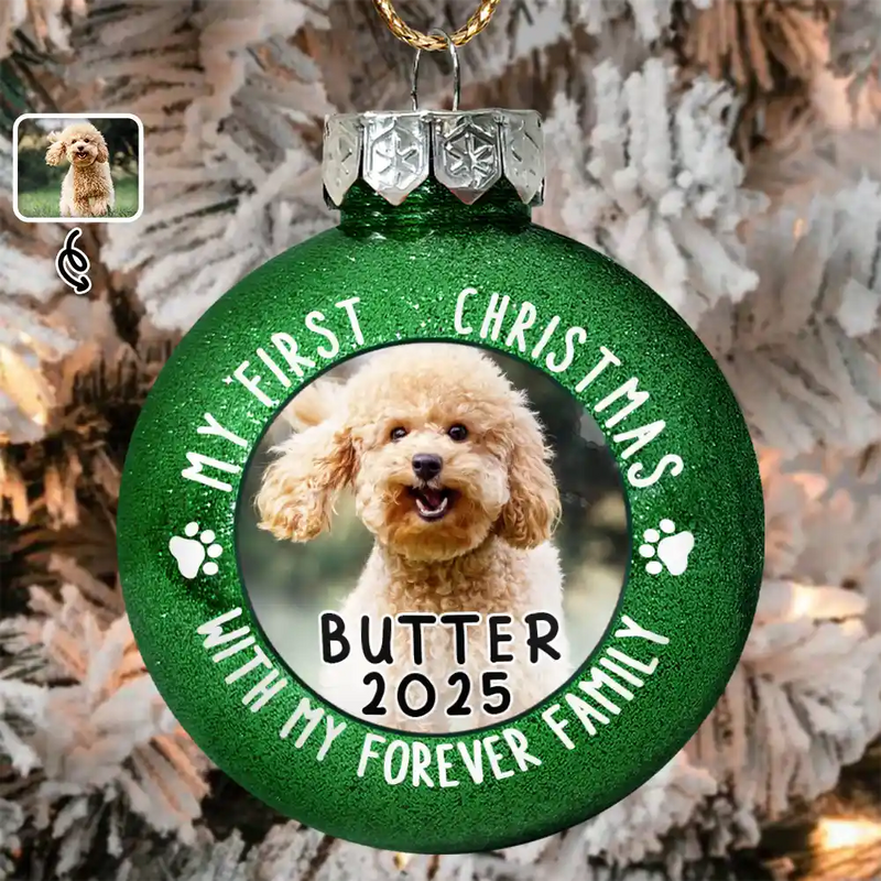 Funny, Christmas, Dog Lovers, Pet Lovers, Cat Lovers - Custom Photo First Christmas Pet Lovers - Personalized Ball Ornament