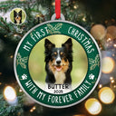 Pet Lovers,Custom Photo,Christmas,Happy - Custom Photo First Christmas Pet Lovers - Personalized Metal Ornament