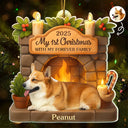 Pet Lovers,Pet Mom,Pet Dad,Pet Couple,Dog Lovers,Dog Mom,Dog Dad,Dog Couple,Cat Lovers,Cat Mom,Cat Dad,Cat Couple,Gift For Women,Gift For Men,Happy,Christmas - Custom Photo First Christmas With My Forever Family - Personalized Custom Shaped Acrylic Ornament