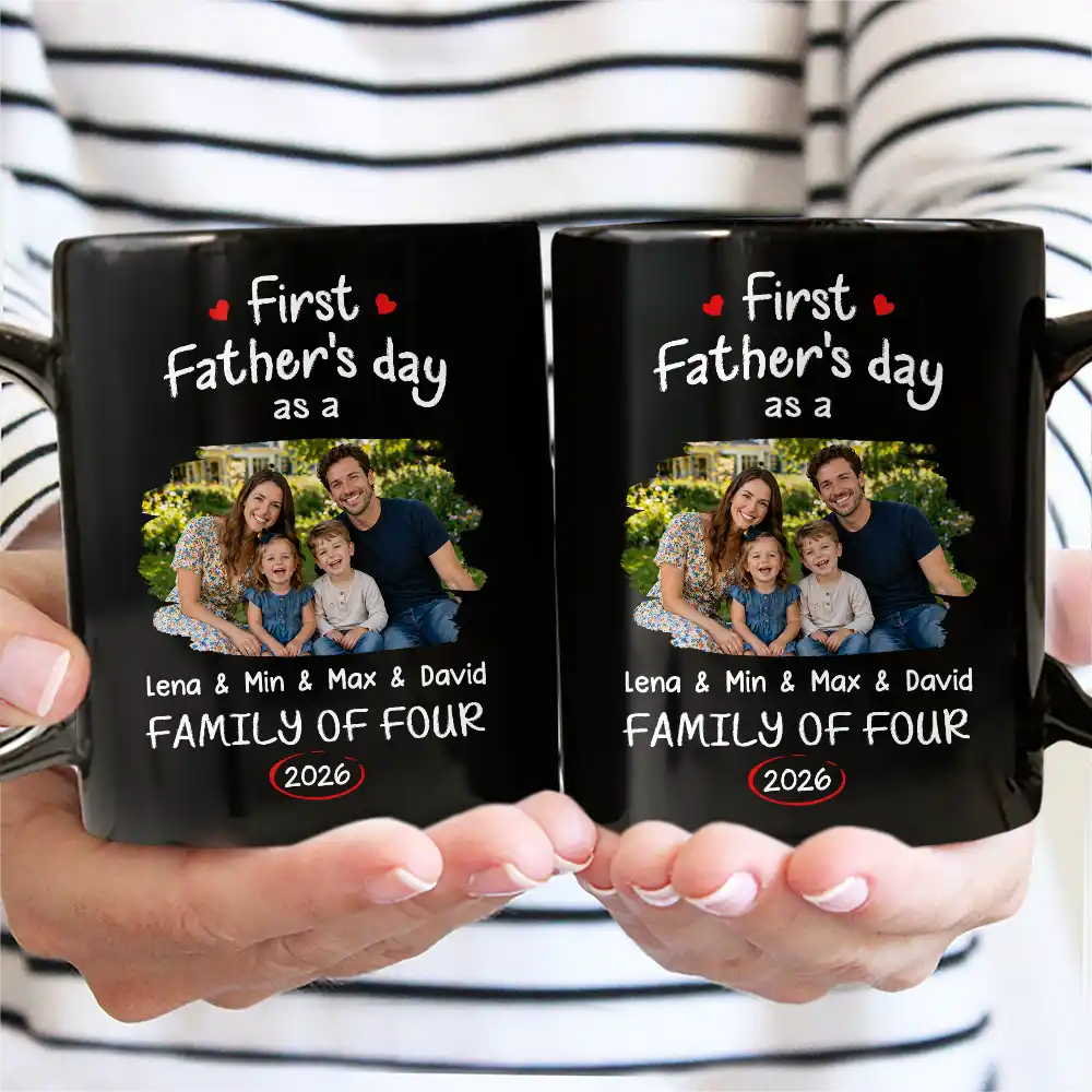 Gift For Mother,Gift For Father,Gift For Kids,Gift For Men,Gift For Women,Happy,Family,Custom Photo - Custom Photo First Time Ever As A Family Of Three - Personalized Mug