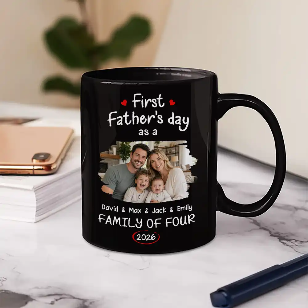 Gift For Mother,Gift For Father,Gift For Kids,Gift For Men,Gift For Women,Happy,Family,Custom Photo - Custom Photo First Time Ever As A Family Of Three - Personalized Mug