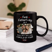 Gift For Mother,Gift For Father,Gift For Kids,Gift For Men,Gift For Women,Happy,Family,Custom Photo - Custom Photo First Time Ever As A Family Of Three - Personalized Mug