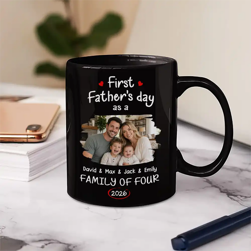 Gift For Mother,Gift For Father,Gift For Kids,Gift For Men,Gift For Women,Happy,Family,Custom Photo - Custom Photo First Time Ever As A Family Of Three - Personalized Mug