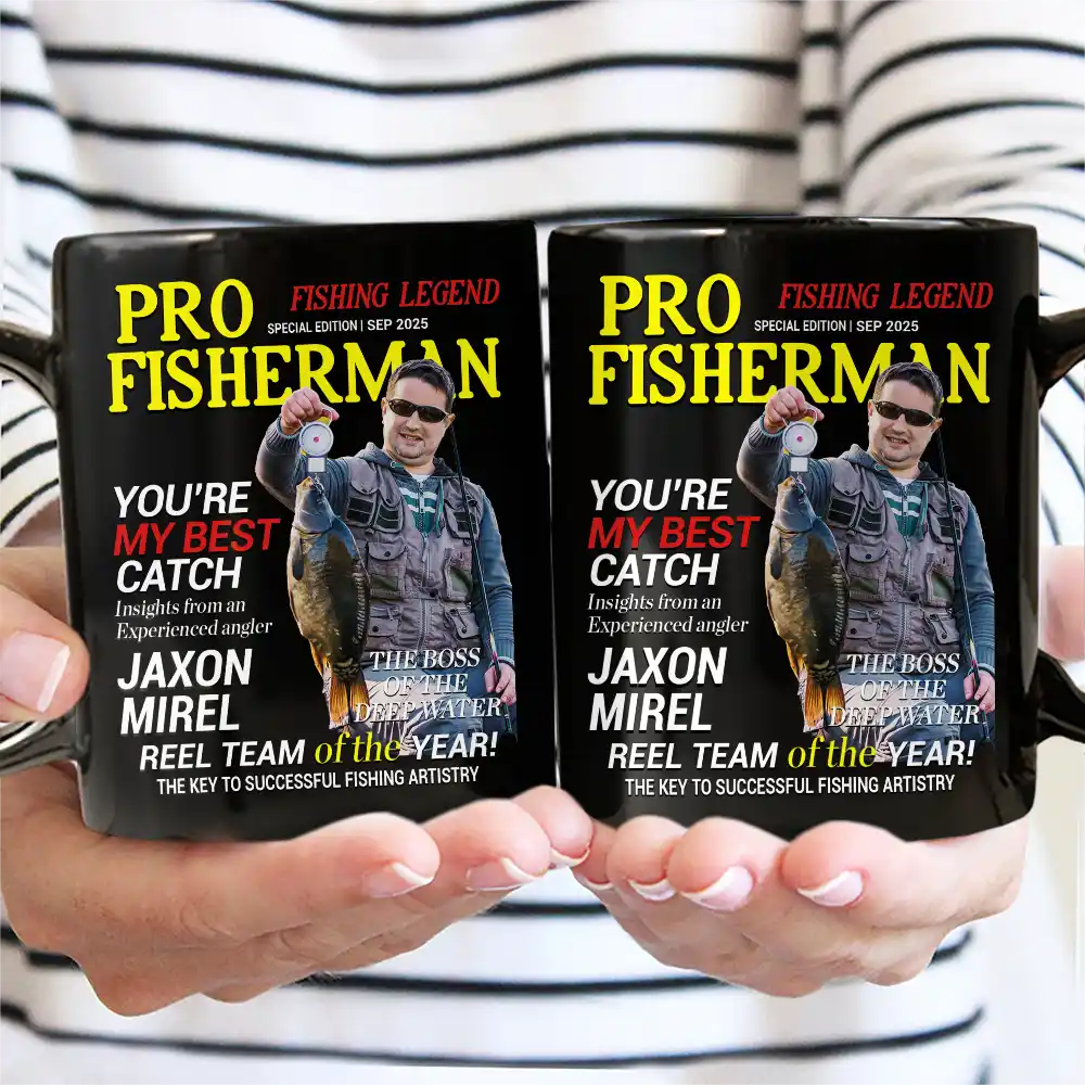 Gift For Father,Gift For Grandpa,Custom Photo,Happy - Custom Photo Fisherman Of The Year - Personalized Mug
