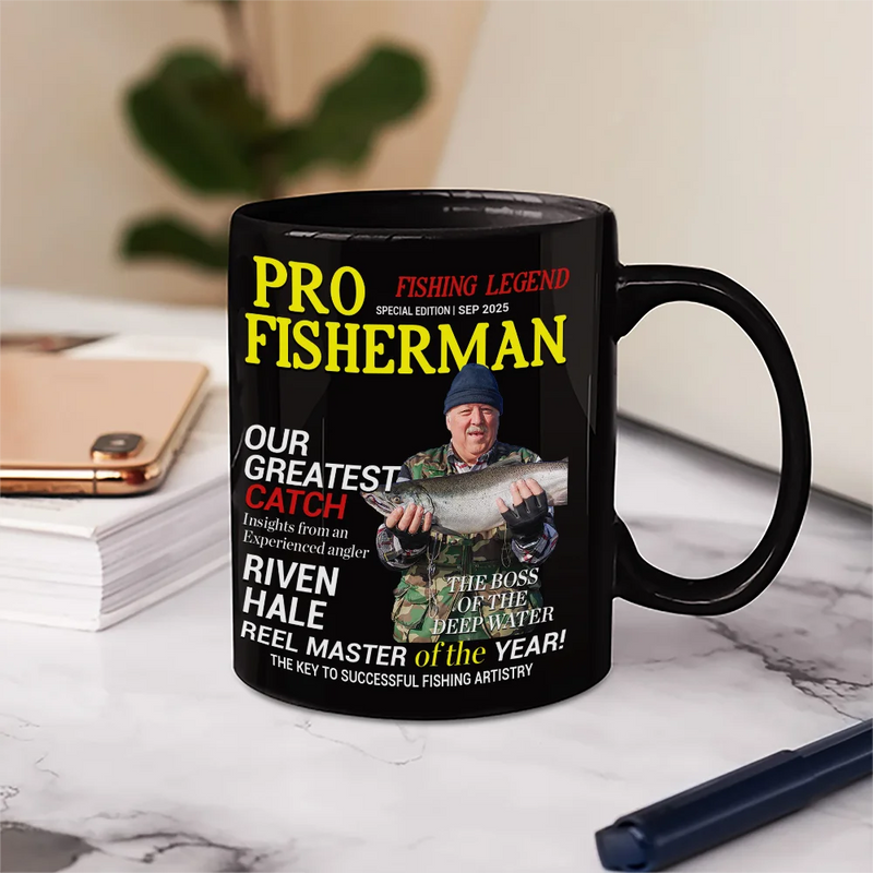 Gift For Father,Gift For Grandpa,Custom Photo,Happy - Custom Photo Fisherman Of The Year - Personalized Mug