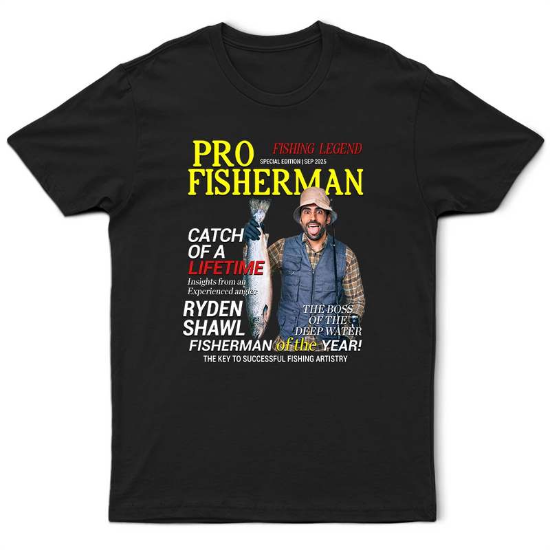 Gift For Father,Gift For Grandpa,Custom Photo,Happy - Custom Photo Fisherman Of The Year - Personalized T Shirt