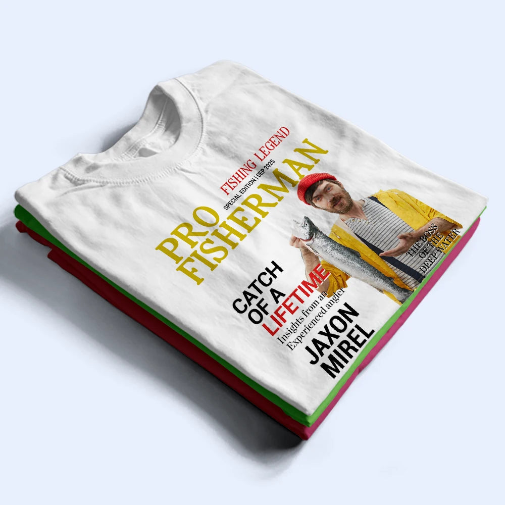 Gift For Father,Gift For Grandpa,Custom Photo,Happy - Custom Photo Fisherman Of The Year - Personalized T Shirt