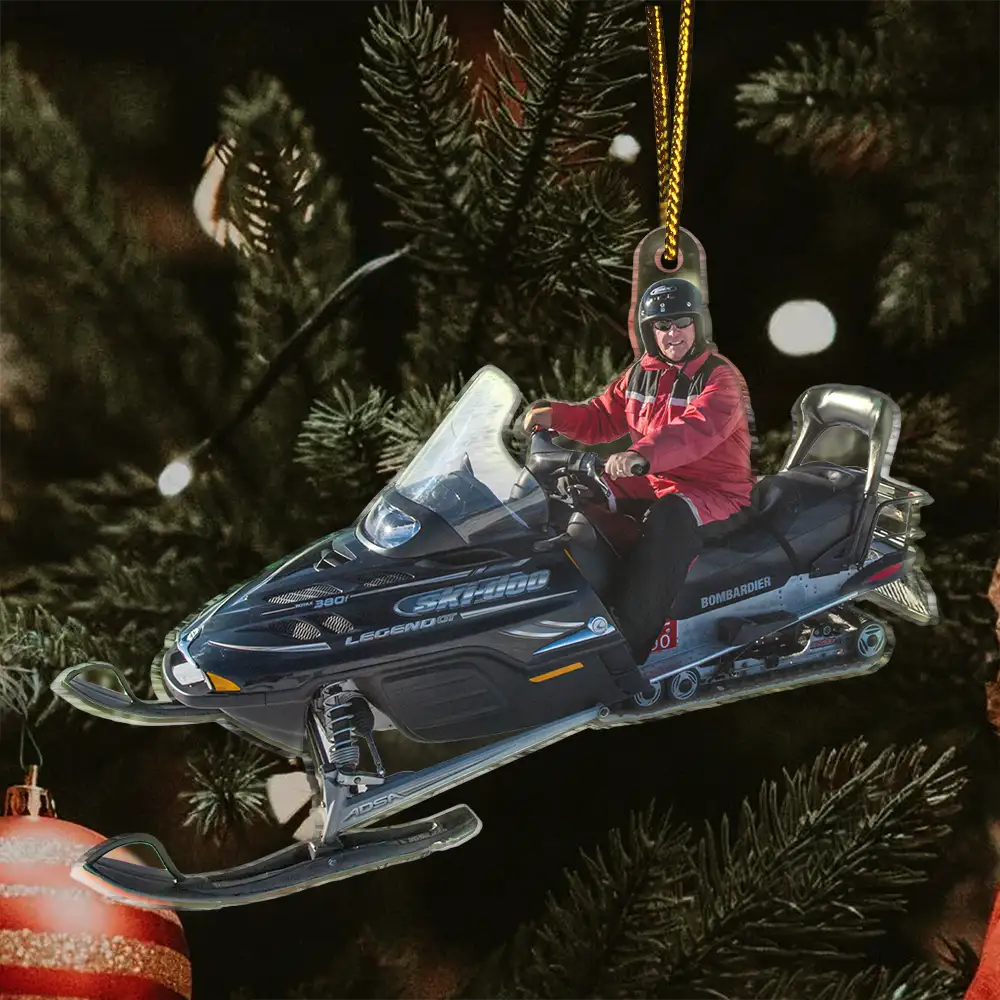 Gift For Yourself,Gift For Women,Gift For Men,Happy,Christmas,Custom Photo - Custom Photo Riding Snowmobile - Personalized Acrylic Photo Ornament