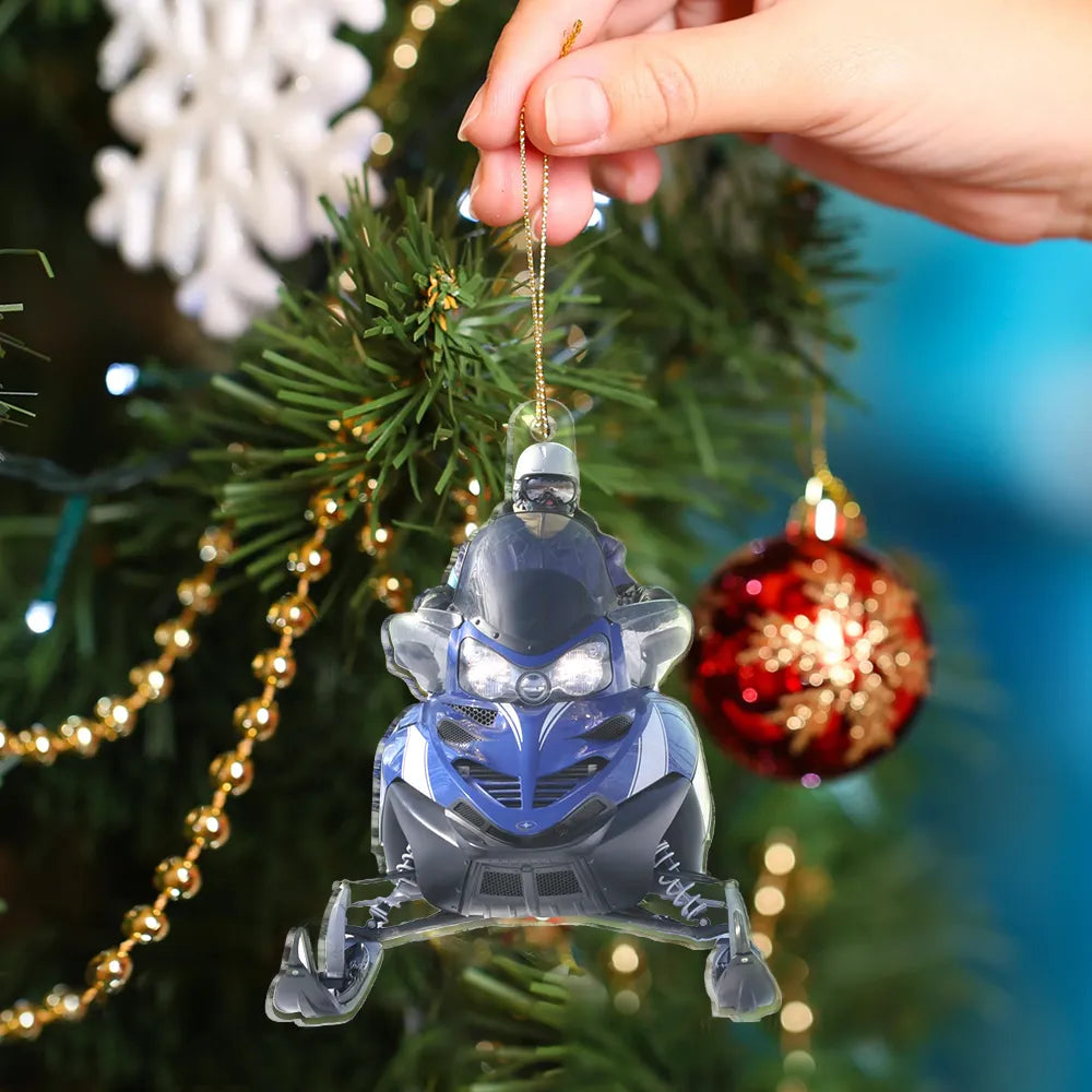 Gift For Yourself,Gift For Women,Gift For Men,Happy,Christmas,Custom Photo - Custom Photo Riding Snowmobile - Personalized Acrylic Photo Ornament