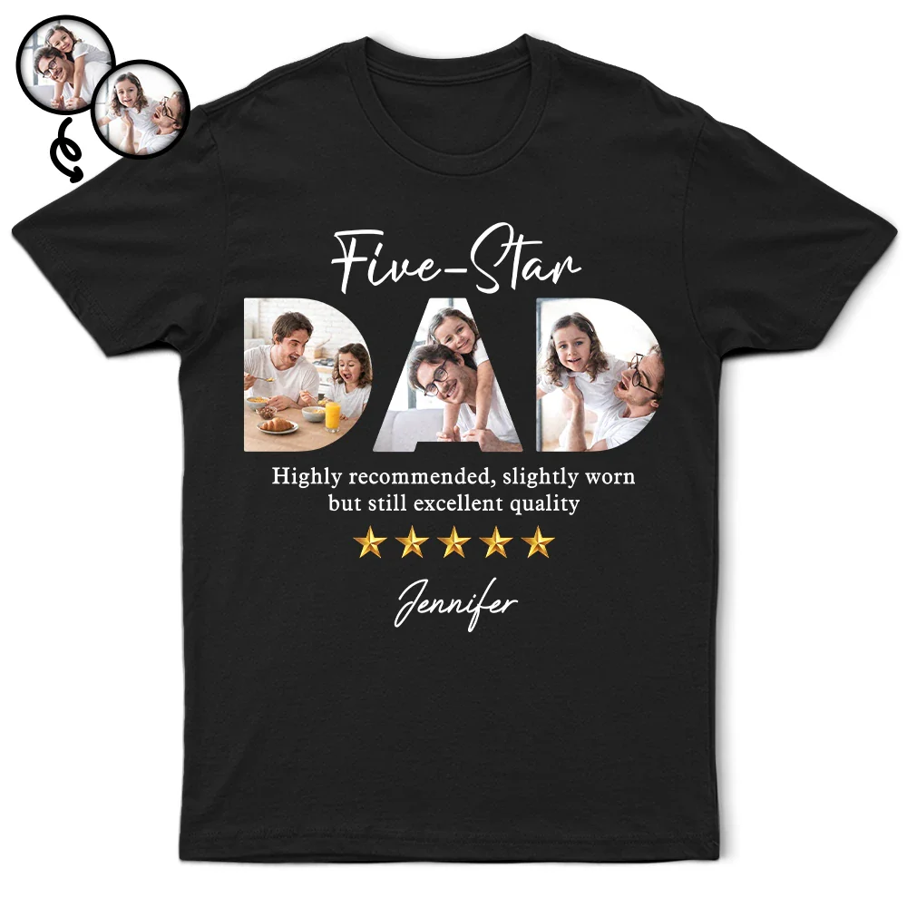 Custom Photo Five-Star Dad - Personalized T Shirt