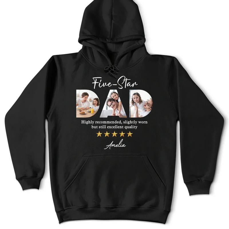 Gift For Father - Custom Photo Five-Star Dad - Personalized T Shirt