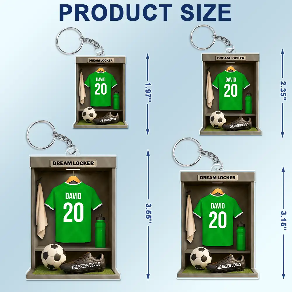 Football,Happy - Custom Photo Football Soccer Locker 3D Effect - Personalized Acrylic Keychain