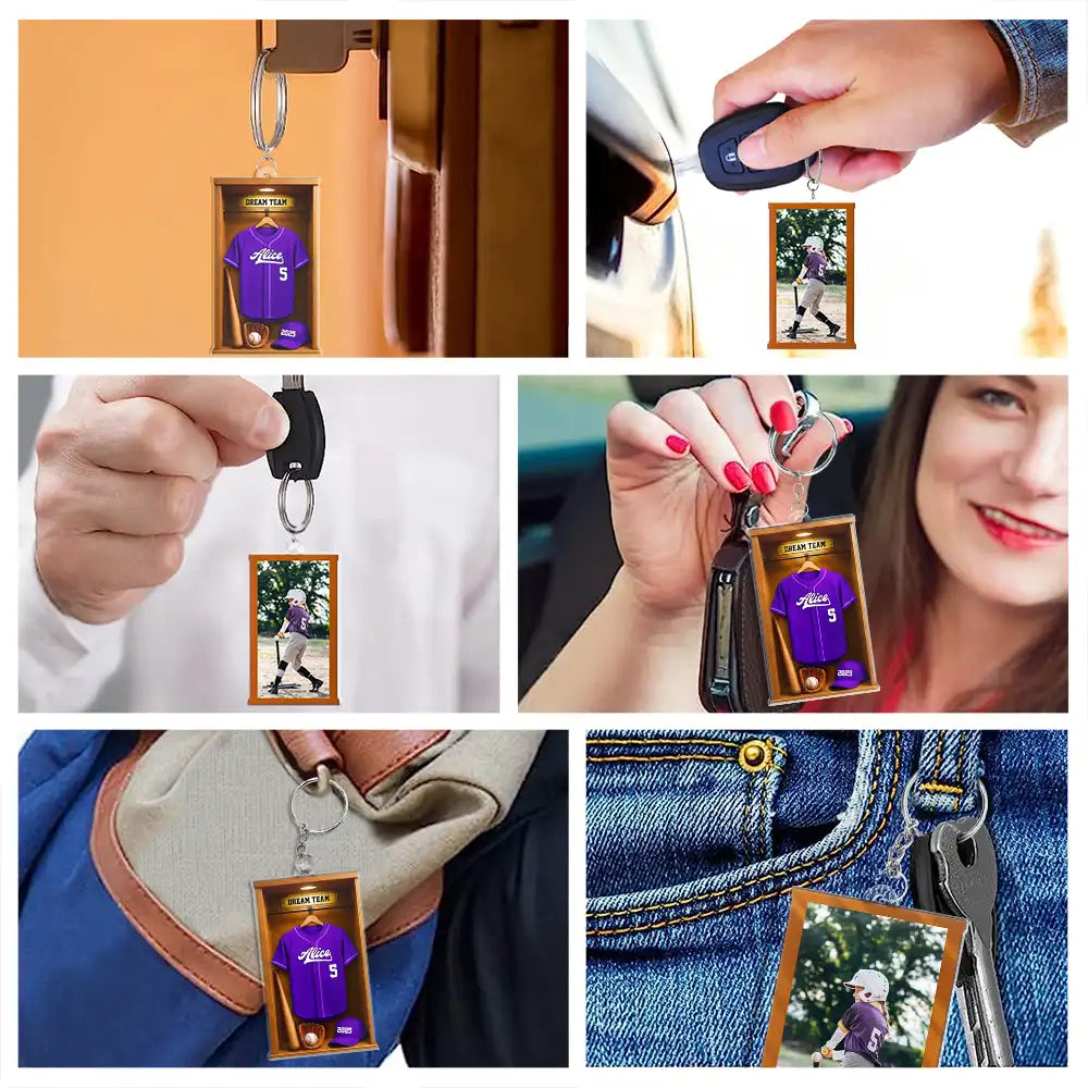 Football,Happy - Custom Photo Football Soccer Locker 3D Effect - Personalized Acrylic Keychain