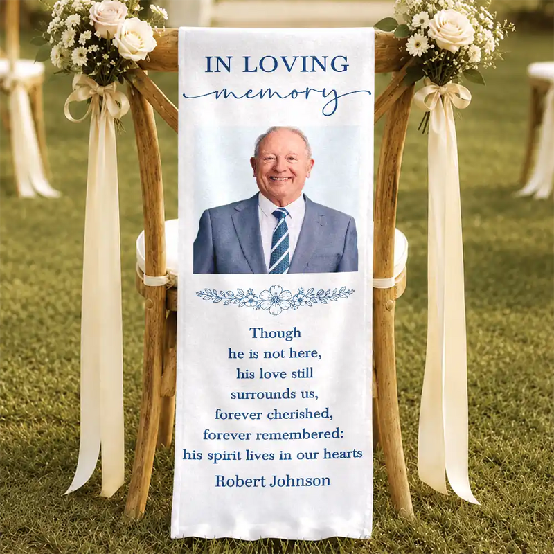 Sentimental,Custom Photo,Family,Wedding,Dynamic Photo - Custom Photo Forever Cherished Forever Remembered - Personalized Chair Sign