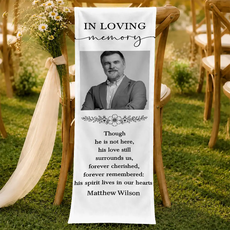 Sentimental,Custom Photo,Family,Wedding,Dynamic Photo - Custom Photo Forever Cherished Forever Remembered - Personalized Chair Sign