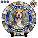 Memorial,Custom Photo,Pet Lovers,Dog Lovers,Cat Lovers - Custom Photo Forever In My Heart - 3D Mosaic Faux Stained Glass Effect Printed, Personalized Circle Memorial Garden Stone