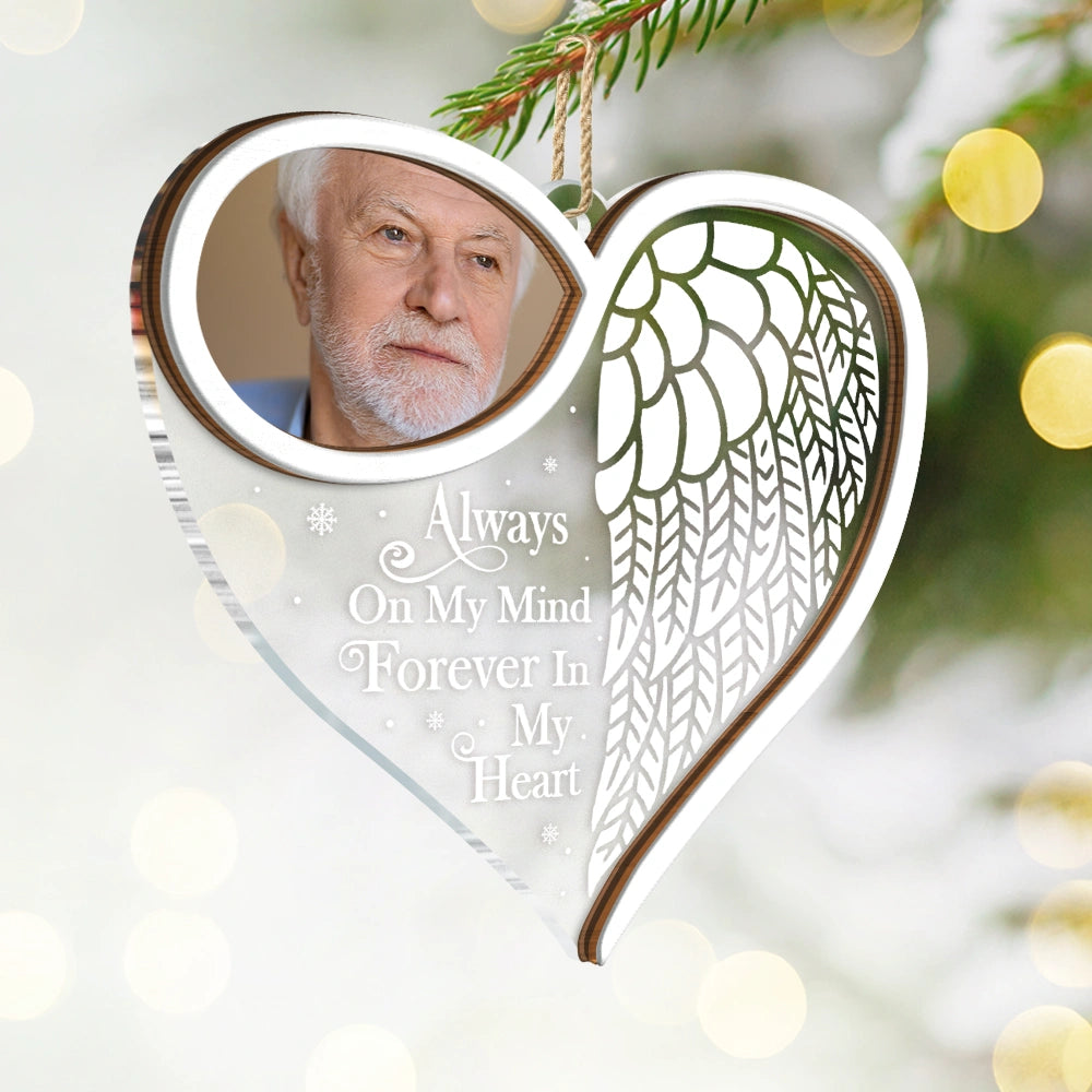 Gift For Yourself,Memorial,Sad,Christmas - Custom Photo Forever In My Heart - Personalized 2-Layered Mix Ornament