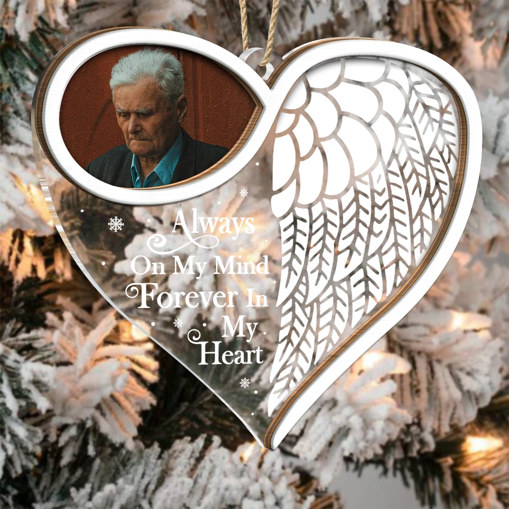 Gift For Yourself,Memorial,Sad,Christmas - Custom Photo Forever In My Heart - Personalized 2-Layered Mix Ornament