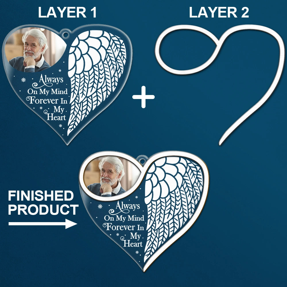 Gift For Yourself,Memorial,Sad,Christmas - Custom Photo Forever In My Heart - Personalized 2-Layered Mix Ornament