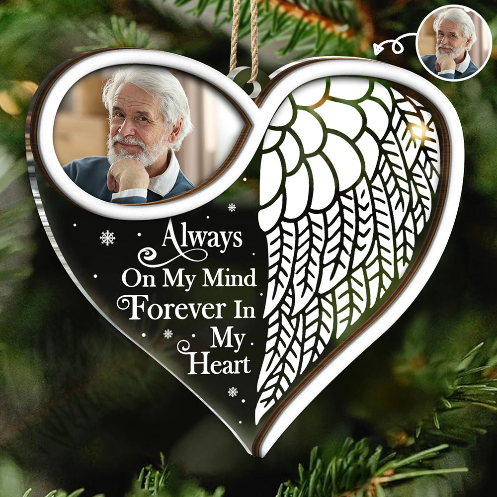 Gift For Yourself,Memorial,Sad,Christmas - Custom Photo Forever In My Heart - Personalized 2-Layered Mix Ornament
