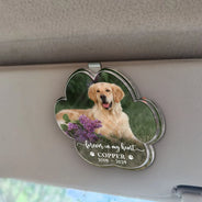 Custom Photo, Sad, Memorial, Pet Lovers, Dog Lovers, Cat Lovers - Custom Photo Forever In My Heart - Personalized Custom Shaped Acrylic Car Visor Clip