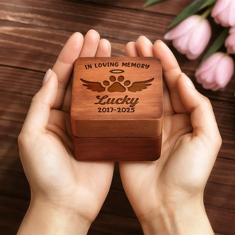 Pet Lovers,Pet Mom,Pet Dad,Pet Couple,Dog Lovers,Dog Mom,Dog Dad,Dog Couple,Cat Lovers,Cat Mom,Cat Dad,Cat Couple,Memorial,Sad - Custom Photo Forever In My Heart - Personalized Wooden Accordion Photo Box