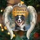 Christmas,Pet Lovers,Memorial - Custom Photo Forever In My Heart Paw Angel Wings - Personalized Custom Shaped Acrylic Ornament