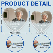 Gift For Yourself,Memorial,Sad,Christmas - Custom Photo QR Code Forever In Our Hearts - Personalized Heart Shaped Glass Ornament  