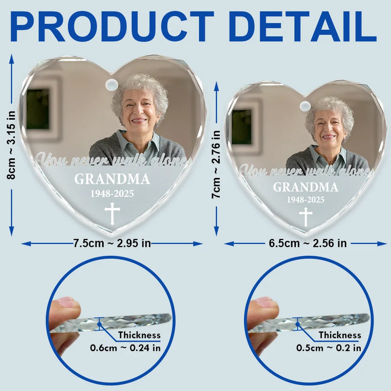 Gift For Yourself,Memorial,Sad,Christmas - Custom Photo QR Code Forever In Our Hearts - Personalized Heart Shaped Glass Ornament  