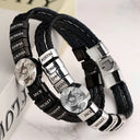 Gift For Father, Parents, Gift For Mother, New Dad, Happy, Gift For Husband - Custom Photo Forever Love Dad Mom Children Family - Personalized Leather Braided Bracelet