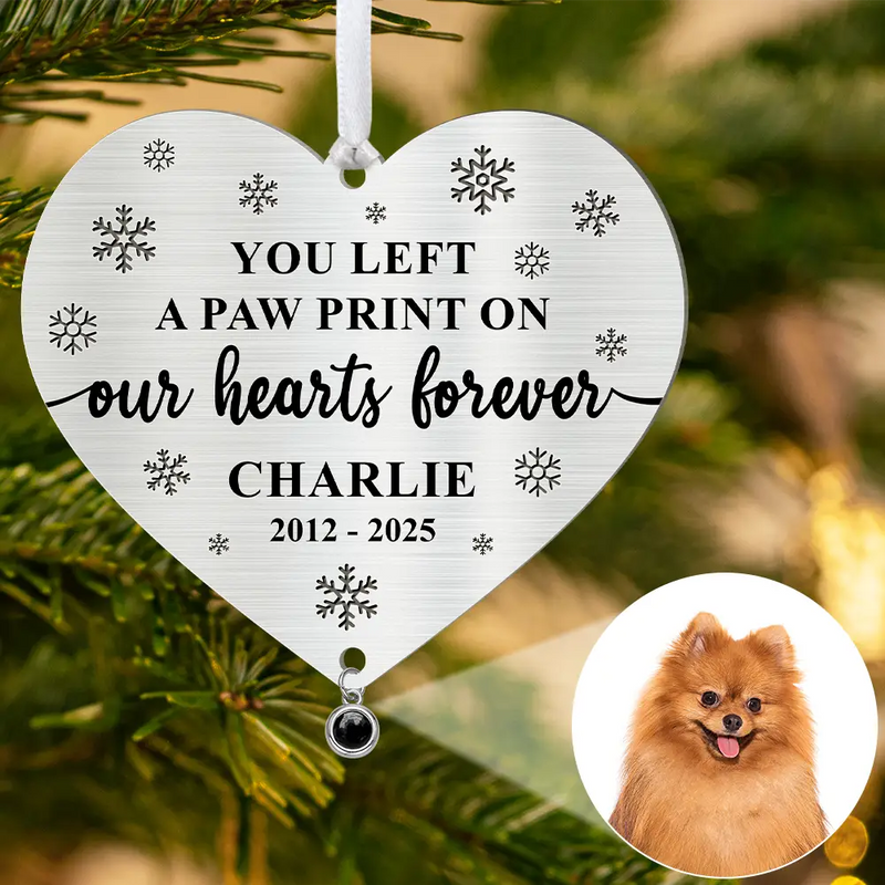 Sad,Memorial,Dog Lovers,Pet Lovers,Cat Lovers,Christmas - Custom Photo Forever Loved Memorial Dog Cat - Personalized Custom Shaped Photo Projection Ornament