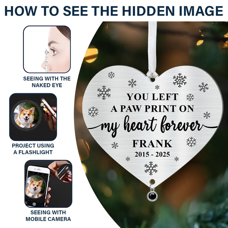 Sad,Memorial,Dog Lovers,Pet Lovers,Cat Lovers,Christmas - Custom Photo Forever Loved Memorial Dog Cat - Personalized Custom Shaped Photo Projection Ornament