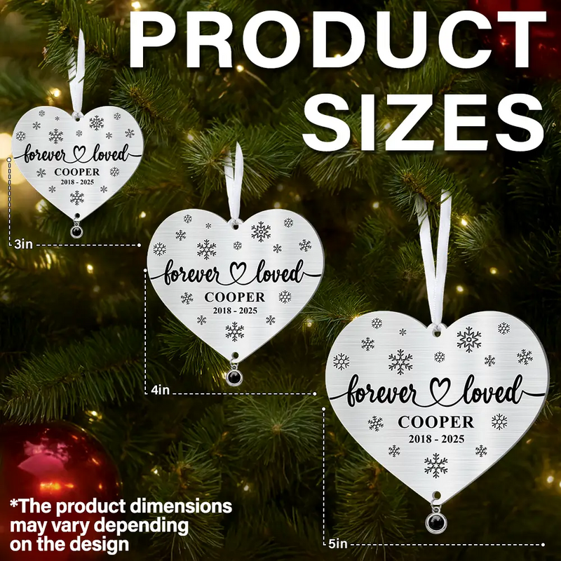 Sad,Memorial,Dog Lovers,Pet Lovers,Cat Lovers,Christmas - Custom Photo Forever Loved Memorial Dog Cat - Personalized Custom Shaped Photo Projection Ornament